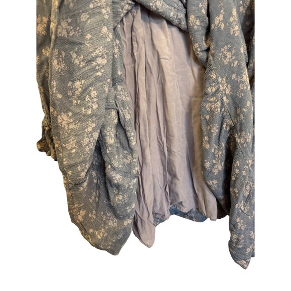 VICI Floral Print Long Sleeve Tunic Dress Womens Large Blue White Lightweight - Picture 3 of 7